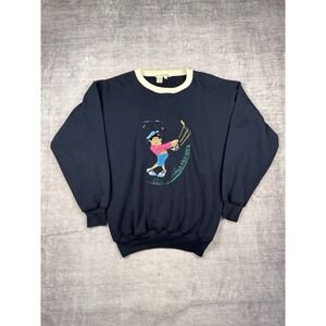 Vtg Golf Sweater Mens Medium Blue‎ Us Polo Assn Embroidered 80s Parody Fleece